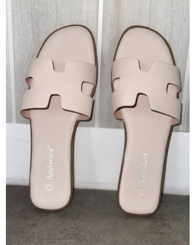 Malycia - Claquettes femme beige bride H - élégantes & confortables