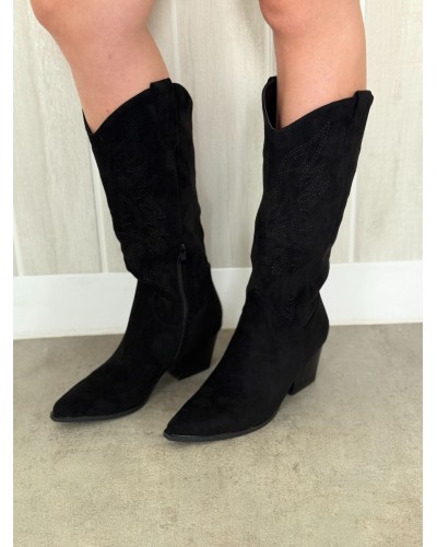 Malycia - Santiags Noire femme - Bottes Western Chic et Tendance